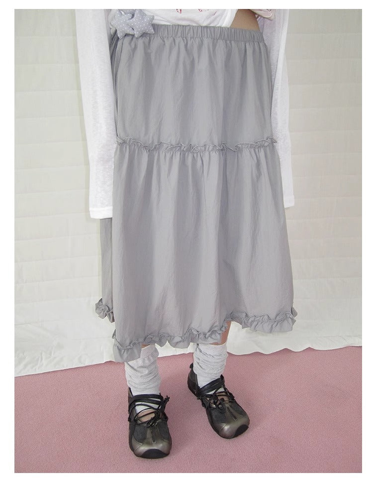 3months | High Waist Ruffled Tie Detail Elastic Waist Summer Skirt