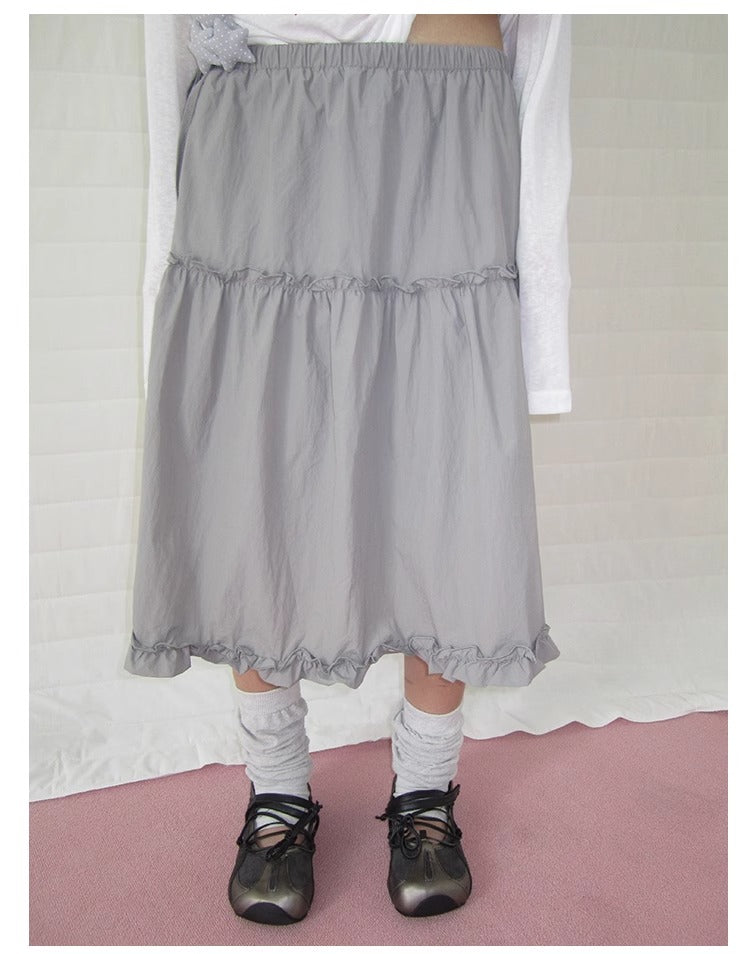 3months | High Waist Ruffled Tie Detail Elastic Waist Summer Skirt