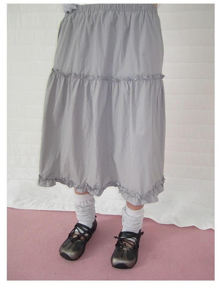 3months | High Waist Ruffled Tie Detail Elastic Waist Summer Skirt