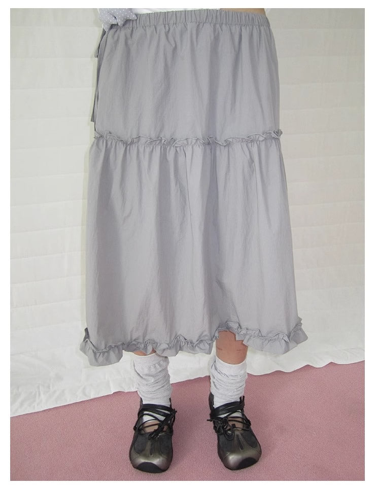 3months | High Waist Ruffled Tie Detail Elastic Waist Summer Skirt