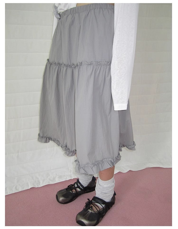 3months | High Waist Ruffled Tie Detail Elastic Waist Summer Skirt