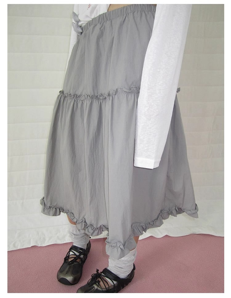 3months | High Waist Ruffled Tie Detail Elastic Waist Summer Skirt