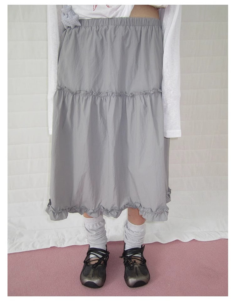 3months | High Waist Ruffled Tie Detail Elastic Waist Summer Skirt