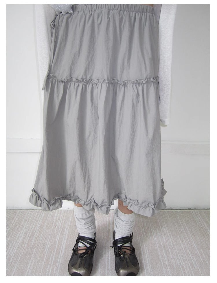 3months | High Waist Ruffled Tie Detail Elastic Waist Summer Skirt