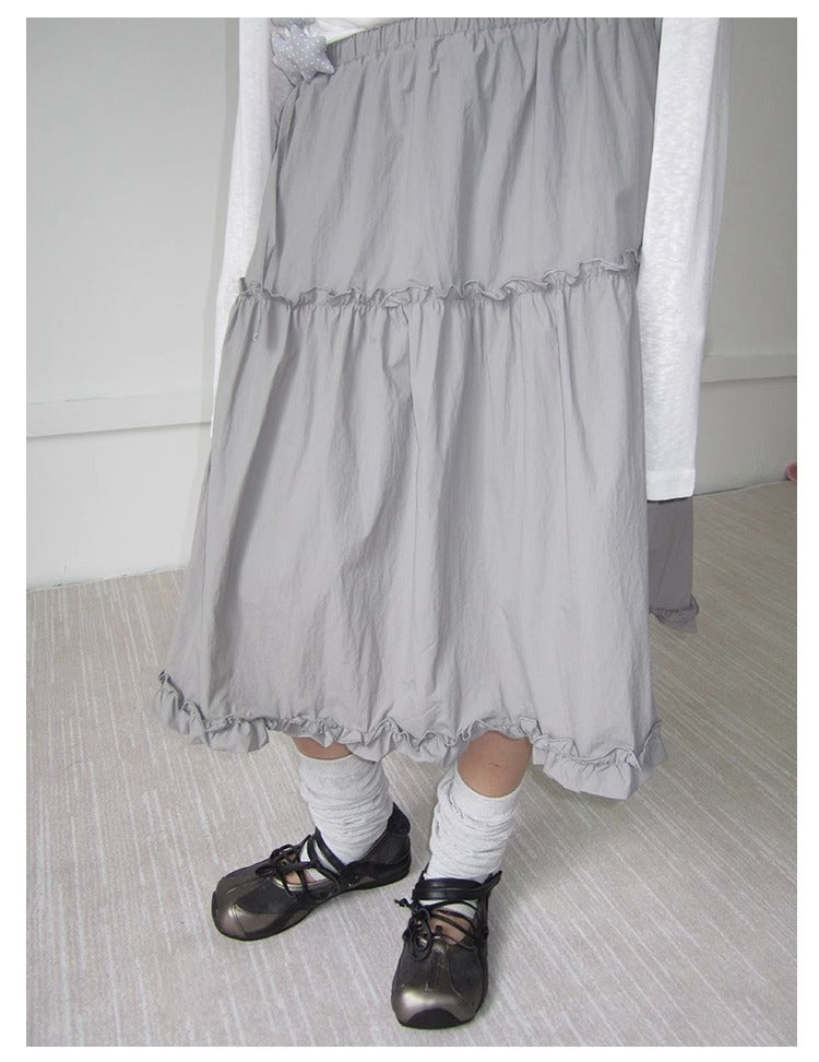3months | High Waist Ruffled Tie Detail Elastic Waist Summer Skirt