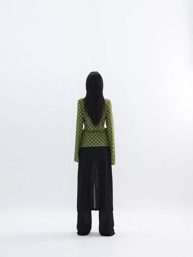 FUZZYKON | Minimalist Layered Drawstring Slim Flared See-through Pants Skirt [ID:]