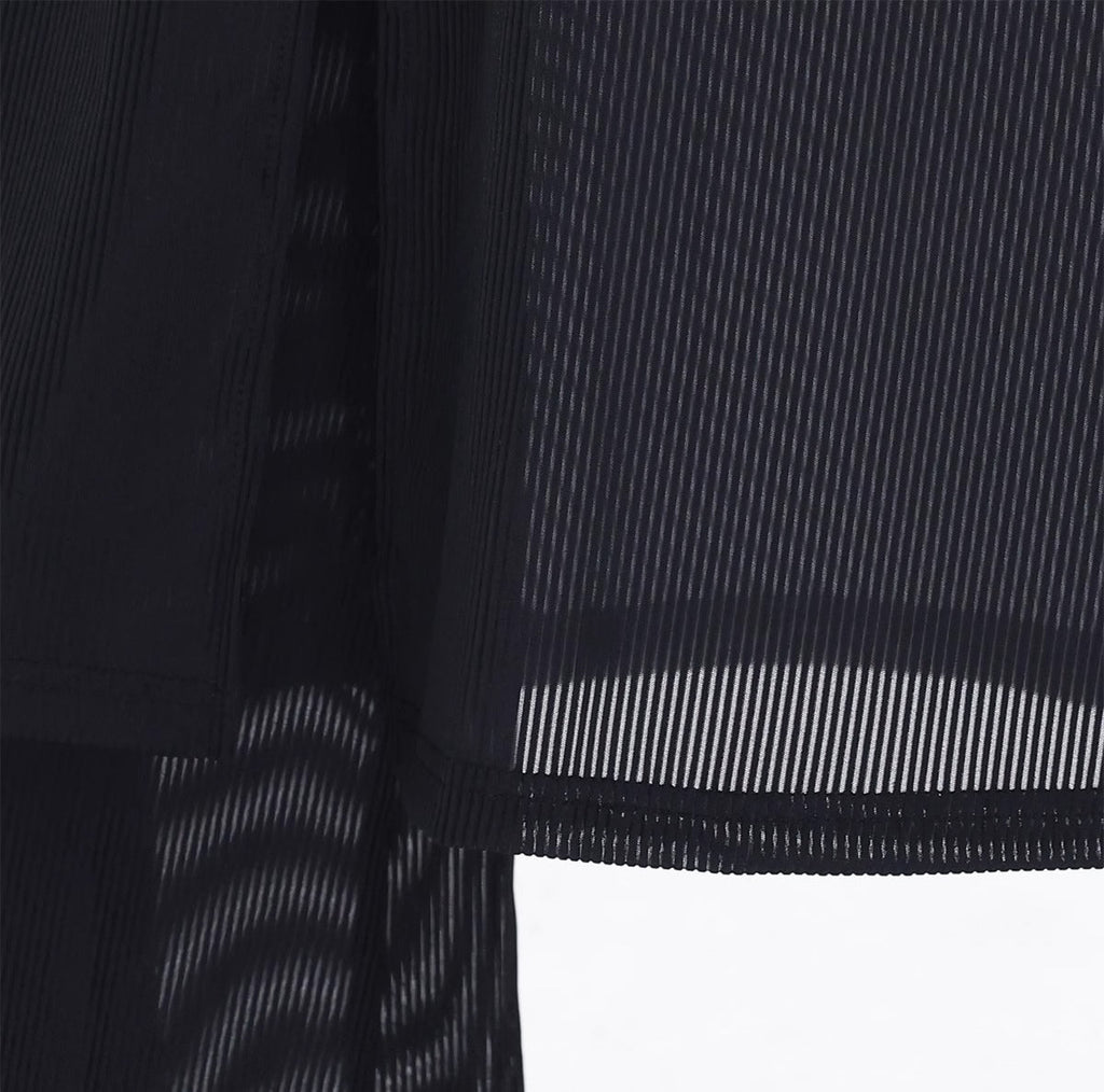 FUZZYKON | Minimalist Layered Drawstring Slim Flared See-through Pants Skirt [ID:]