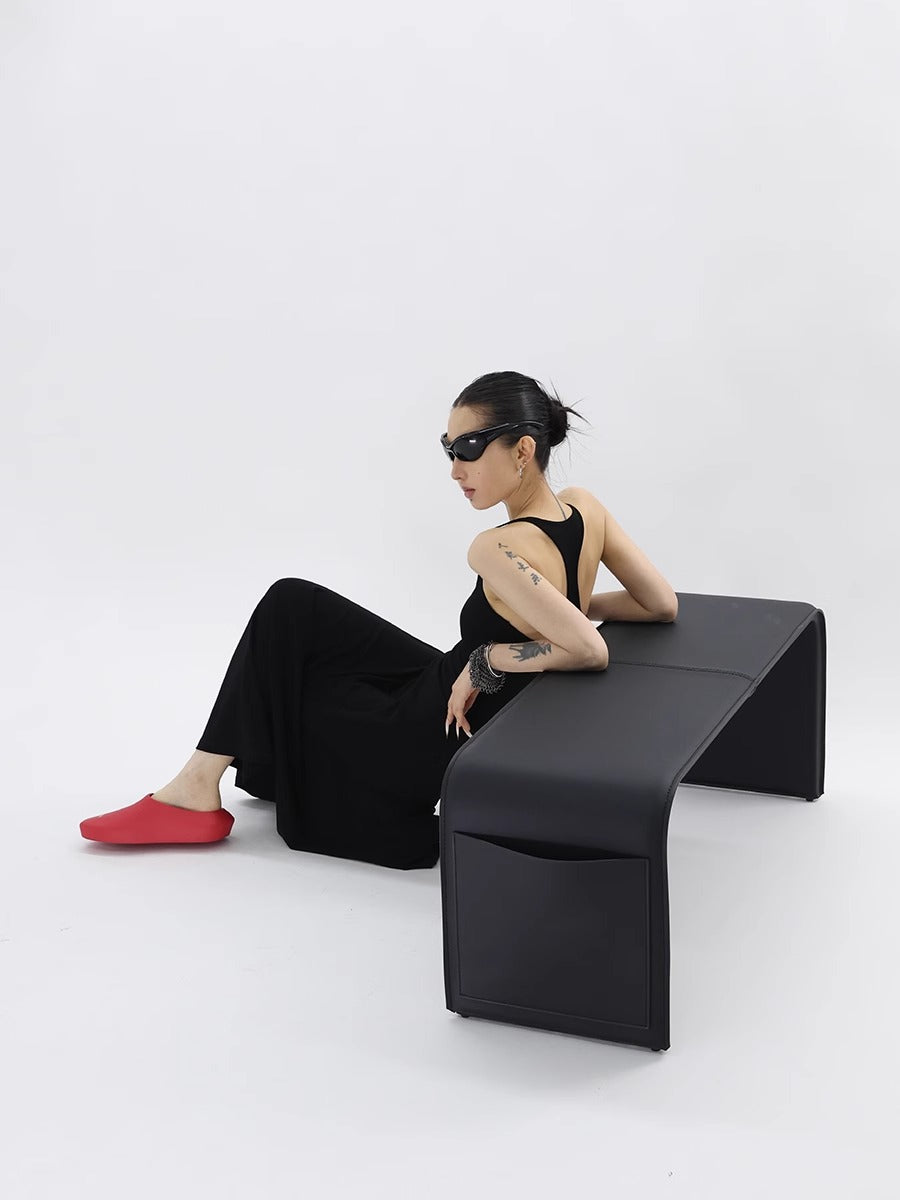 FUZZYKON | Fine Ribbed Large U-Neck Slim Fit Racerback Tank Dress [ID:]