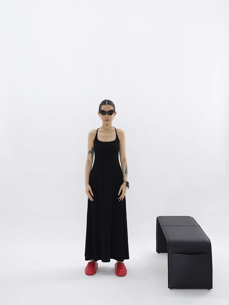 FUZZYKON | Fine Ribbed Large U-Neck Slim Fit Racerback Tank Dress [ID:]