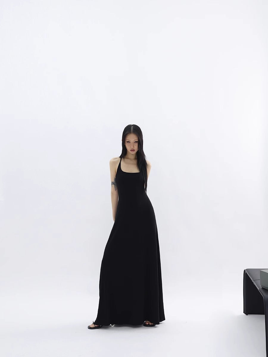 FUZZYKON | Fine Ribbed Large U-Neck Slim Fit Racerback Tank Dress [ID:]