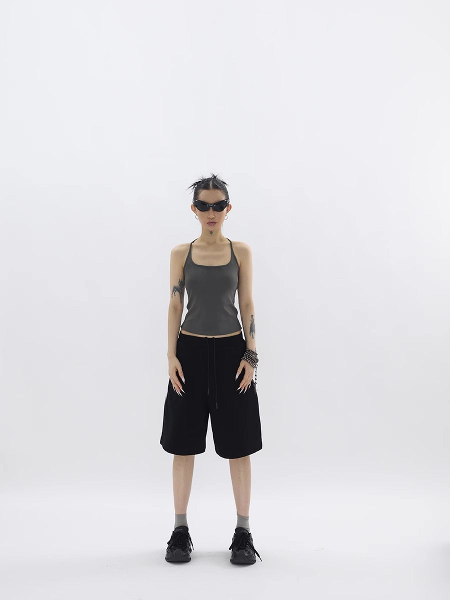 FUZZYKON | Fine Ribbed Large U-Neck Slim Fit Racerback Tank Dress [ID:]