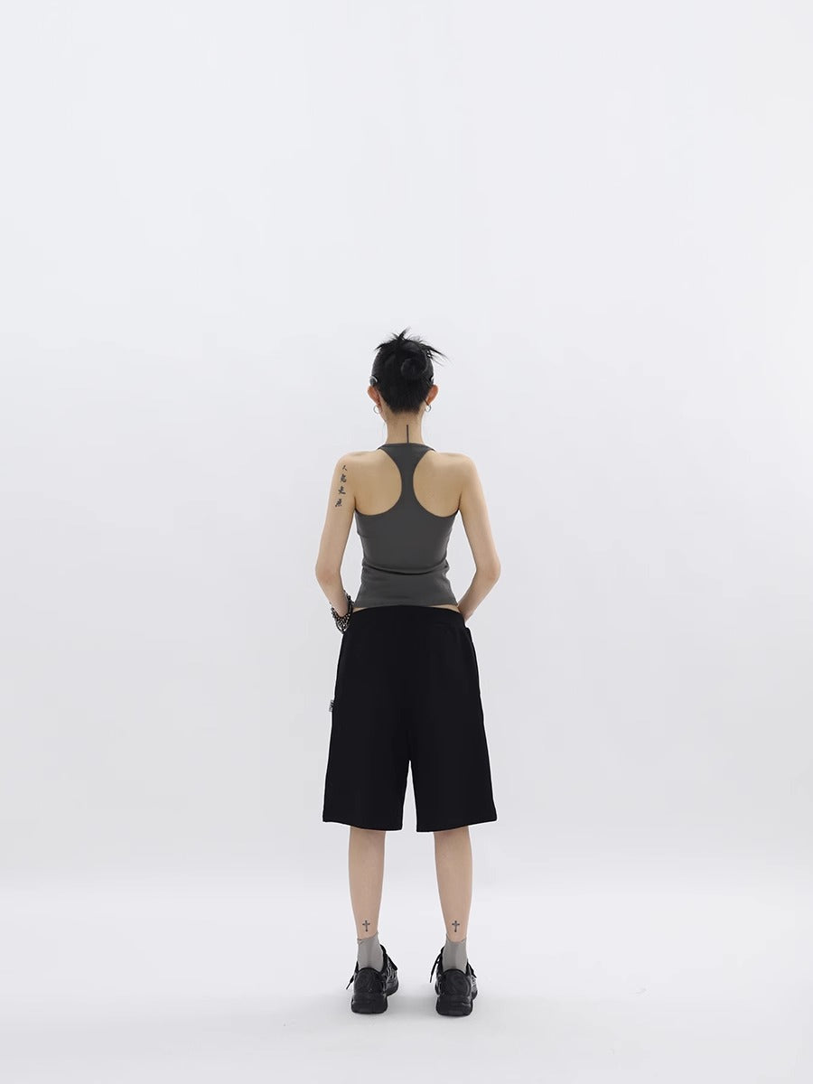 FUZZYKON | Fine Ribbed Large U-Neck Slim Fit Racerback Tank Dress [ID:]