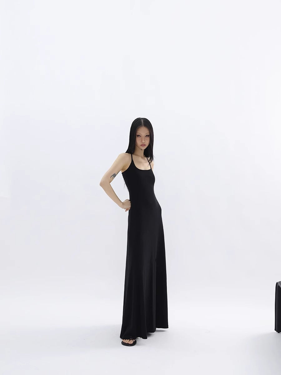 FUZZYKON | Fine Ribbed Large U-Neck Slim Fit Racerback Tank Dress [ID:]