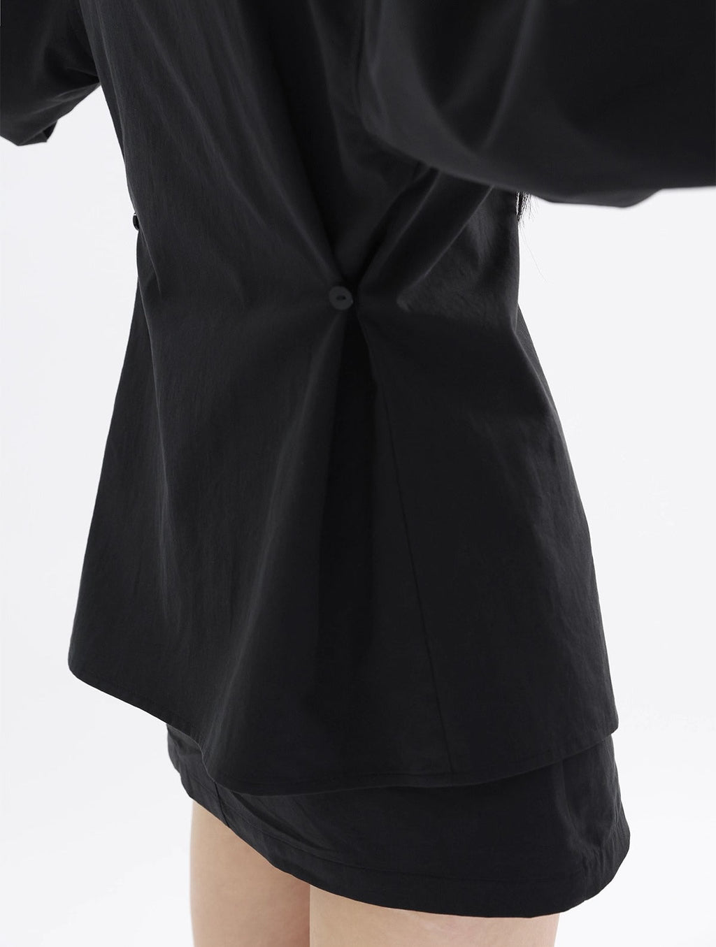 FUZZYKON | Minimalist Buttoned Waist Tencel Cotton Shirt Skirt [ID:]