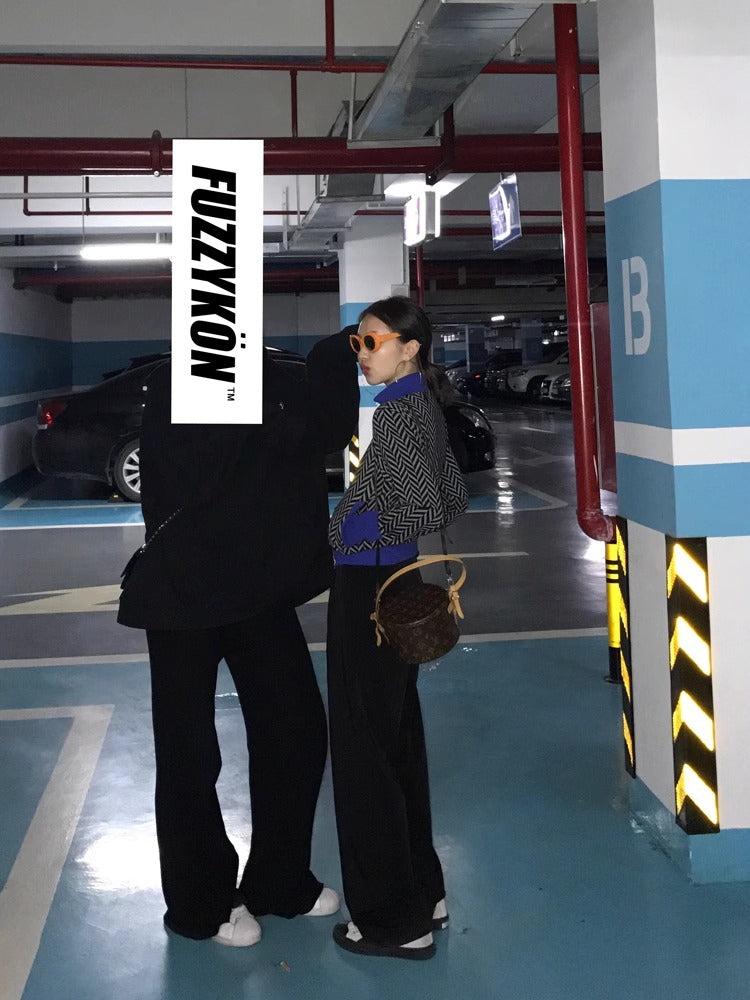 FUZZYKON | Chic Floor Length Tailored Black Wide Pants [ID:]