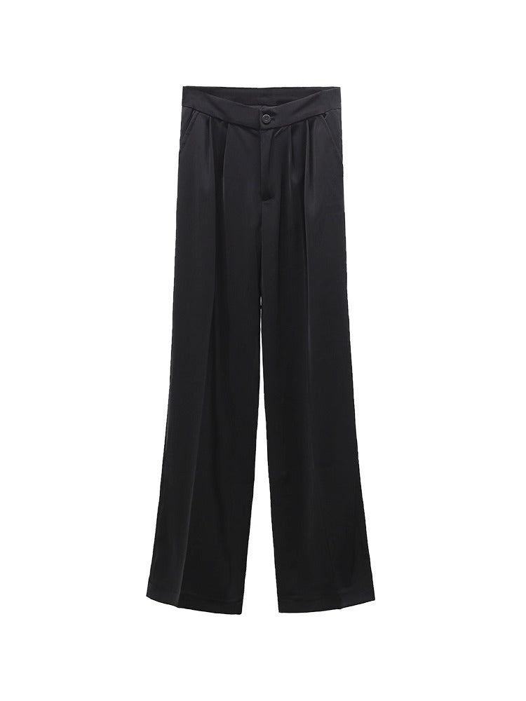 FUZZYKON | Chic Floor Length Tailored Black Wide Pants [ID:]