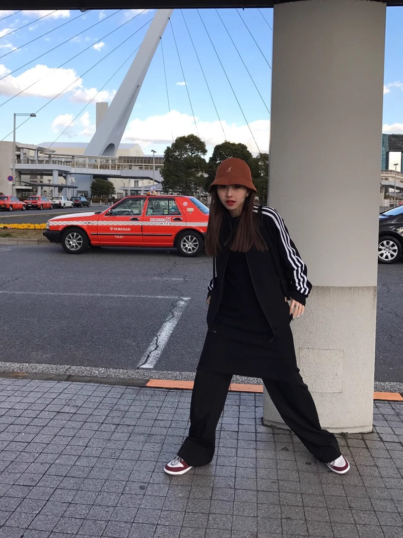 FUZZYKON | Chic Floor Length Tailored Black Wide Pants [ID:]