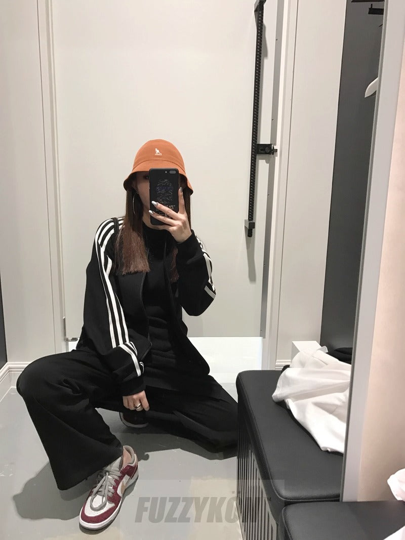 FUZZYKON | Chic Floor Length Tailored Black Wide Pants [ID:]
