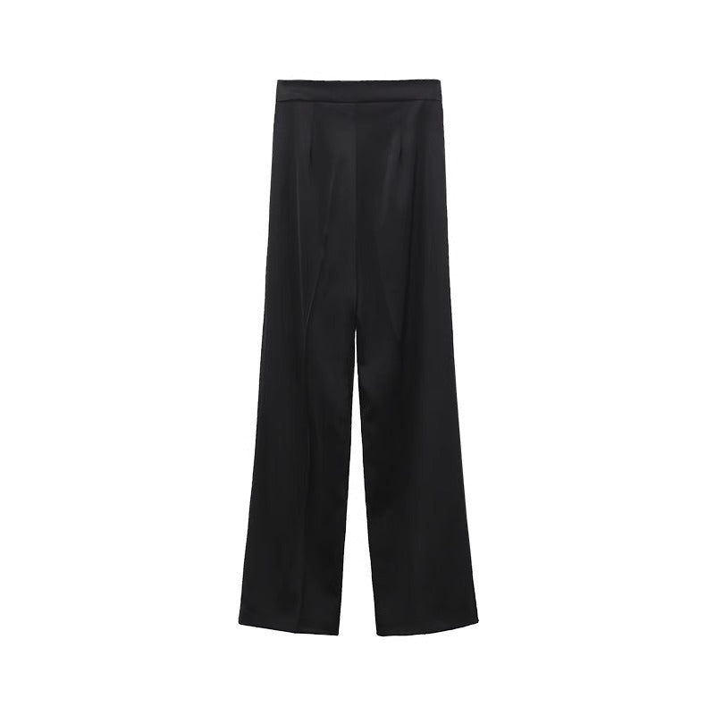 FUZZYKON | Chic Floor Length Tailored Black Wide Pants [ID:]