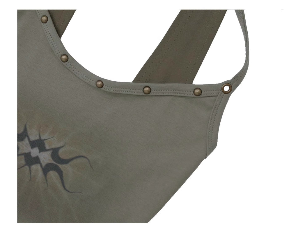 FUZZYKON | Bronze Rivet Halter Vine Layered Slim Fit Tank [ID:]