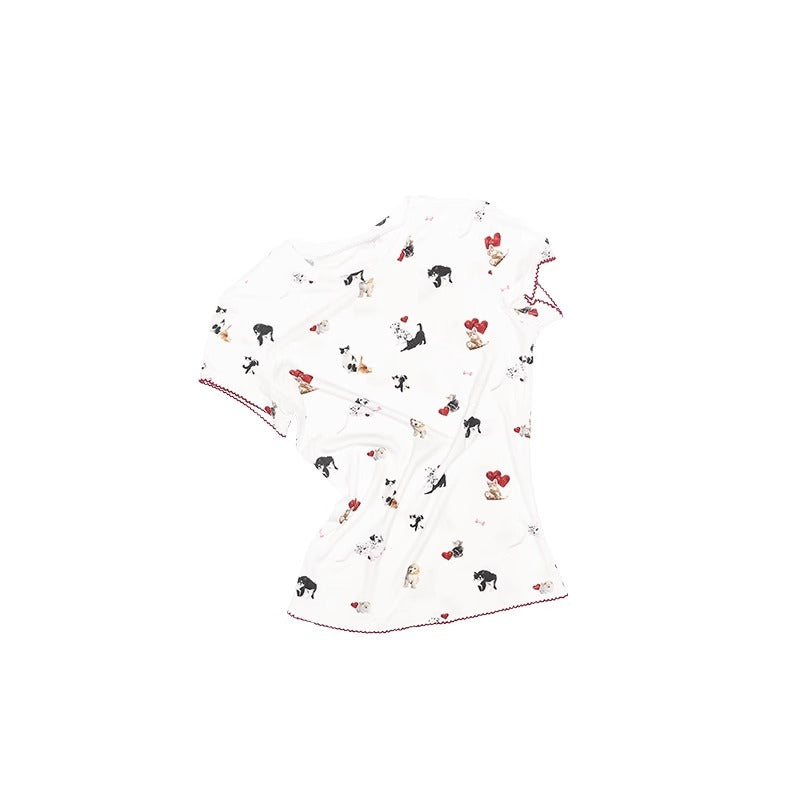 1JINN STUDIO
 | Cartoon Animal Graphic Stretch Slim Fit Crop T-Shirt [ID:]