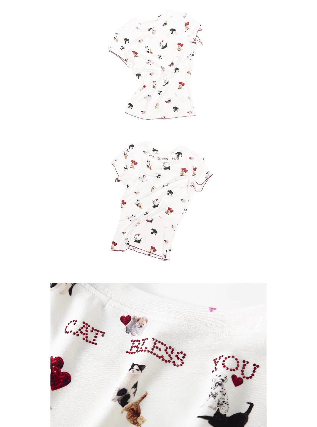 1JINN STUDIO
 | Cartoon Animal Graphic Stretch Slim Fit Crop T-Shirt [ID:]