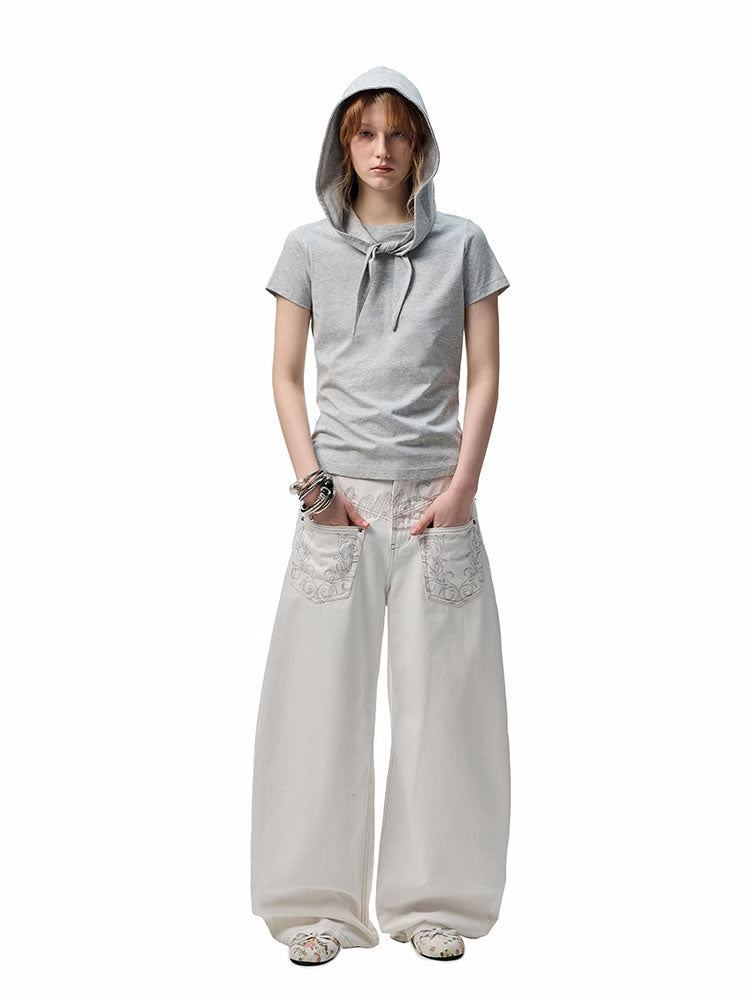 1JINN STUDIO | Washed Low Rise Banana Cut Wide Leg Denim Pants [ID:]