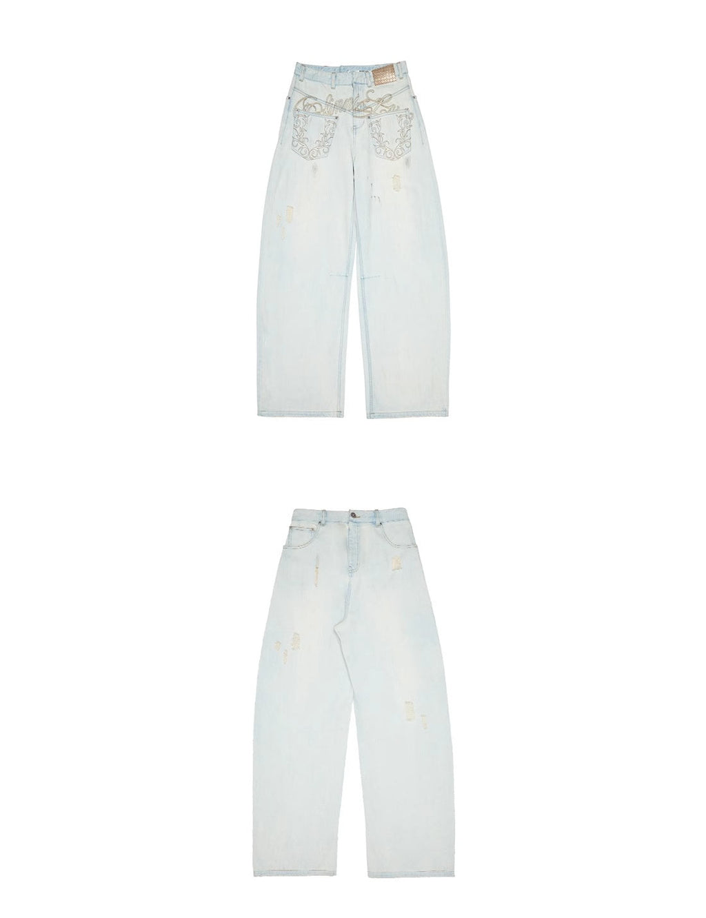 1JINN STUDIO | Washed Low Rise Banana Cut Wide Leg Denim Pants [ID:]