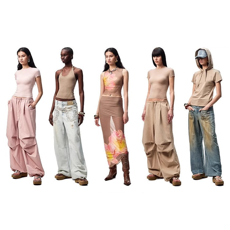 1JINN STUDIO | Washed Loose Wrinkled Balloon Fit Cargo Pants [ID:]