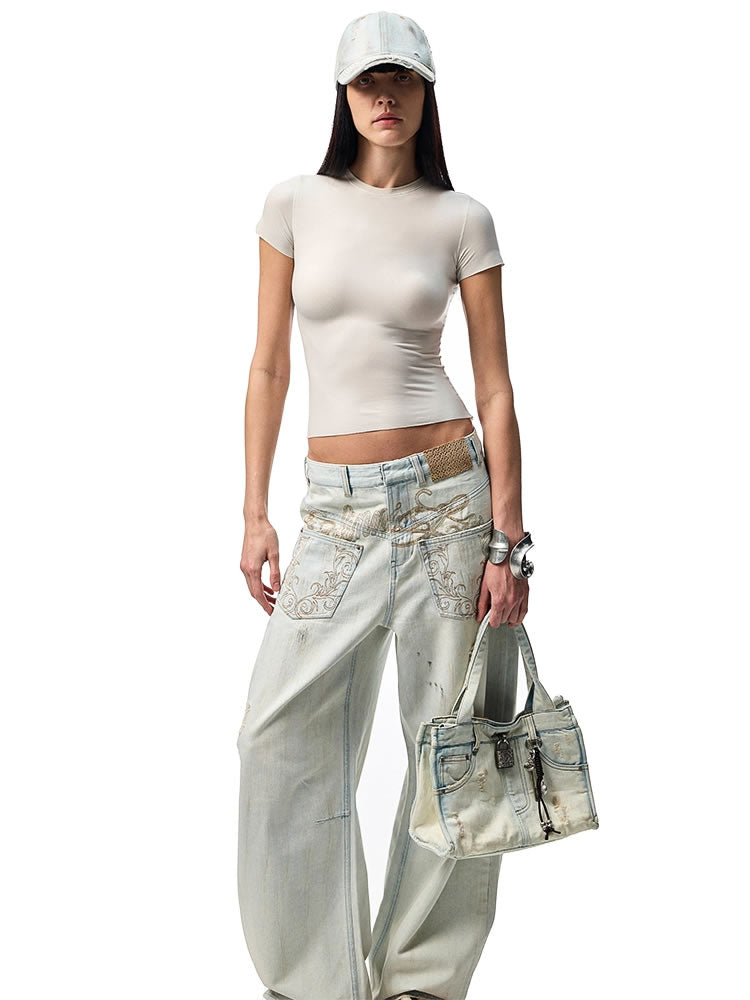 1JINN STUDIO | Raw Edge Solid Color High Stretch Slim Fit T-Shirt [ID:]