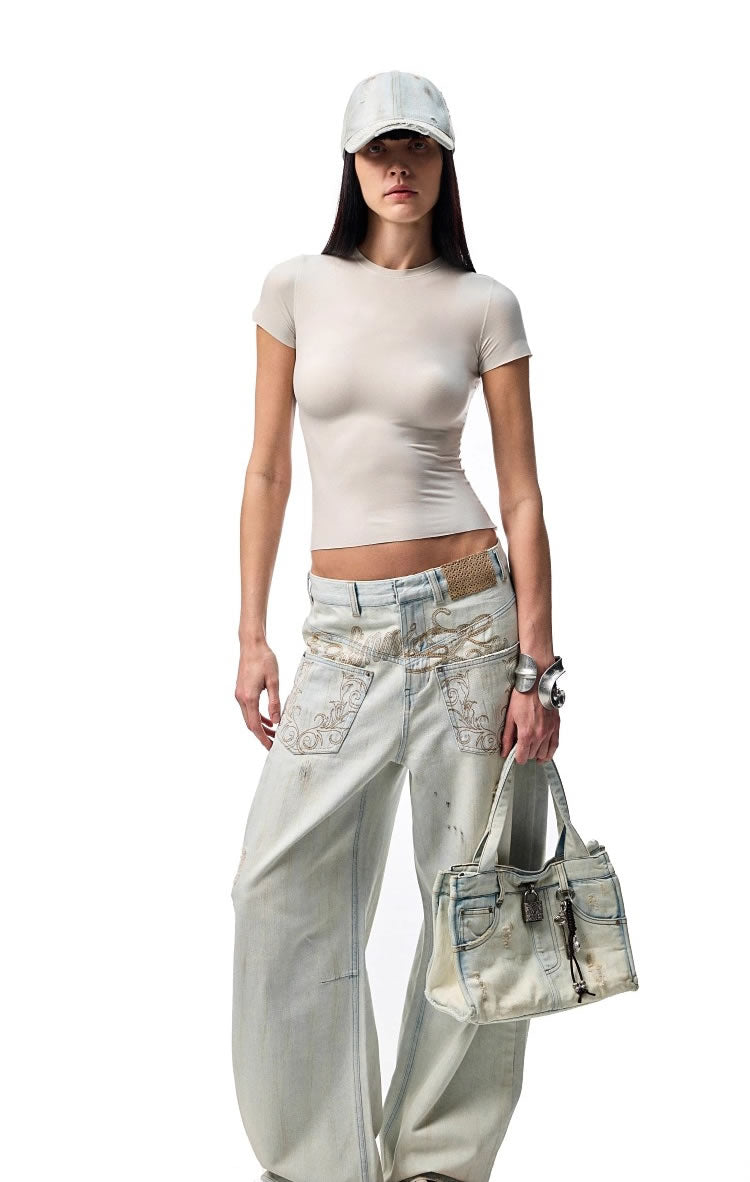 1JINN STUDIO | Raw Edge Solid Color High Stretch Slim Fit T-Shirt [ID:]