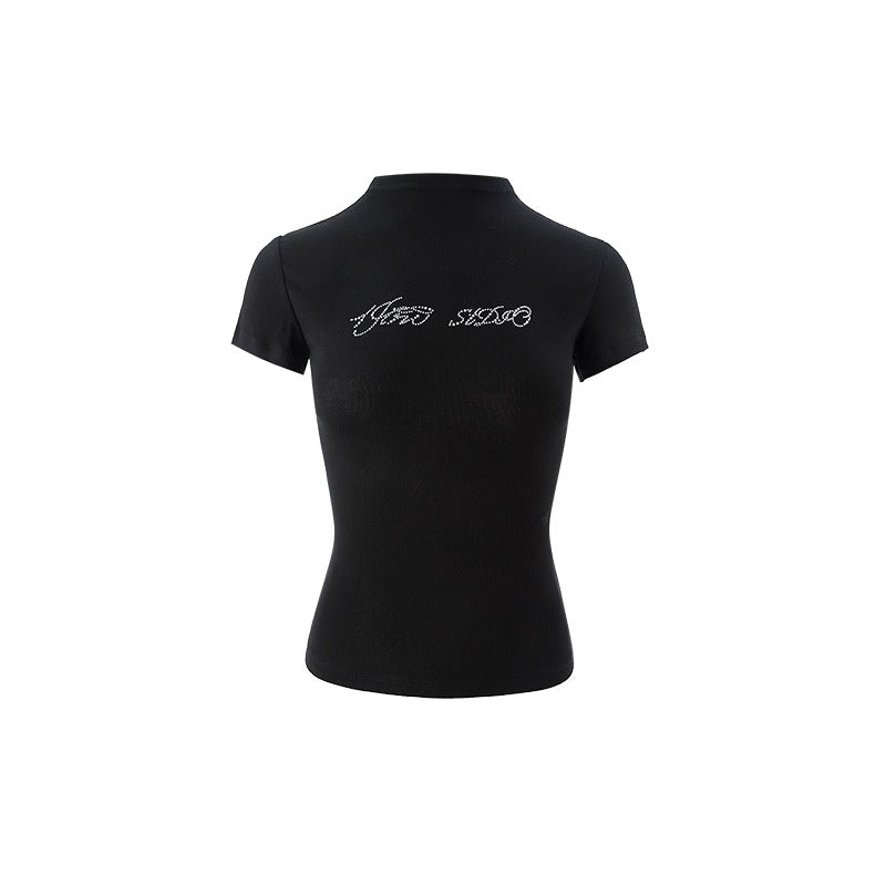 1JINN STUDIO | Modal Rhinestone Stretch Slim Fit Crew Neck T-Shirt [ID:]