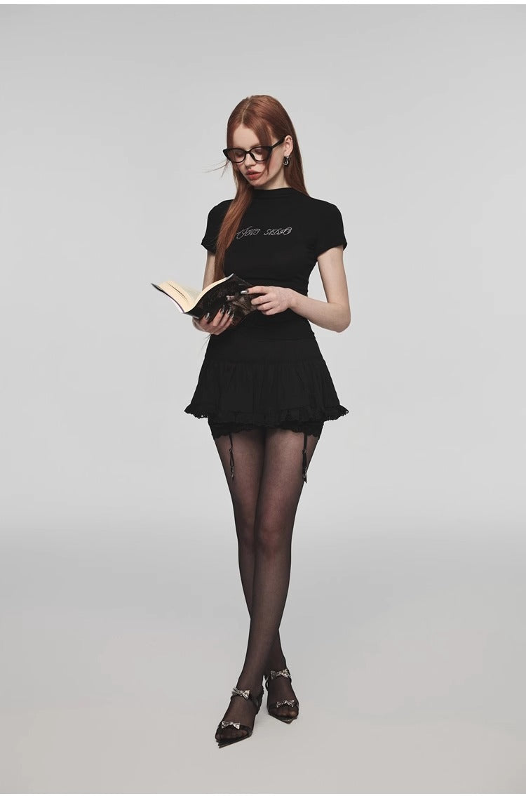1JINN STUDIO | Modal Rhinestone Stretch Slim Fit Crew Neck T-Shirt [ID:]