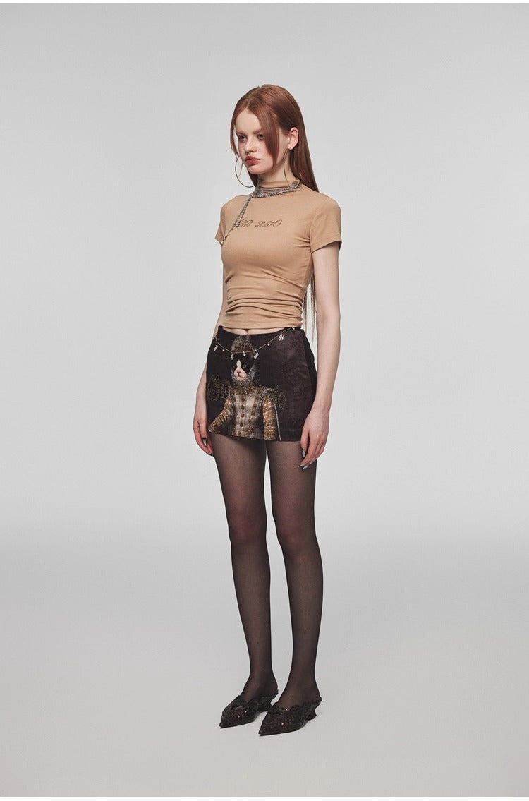 1JINN STUDIO | Modal Rhinestone Stretch Slim Fit Crew Neck T-Shirt [ID:]