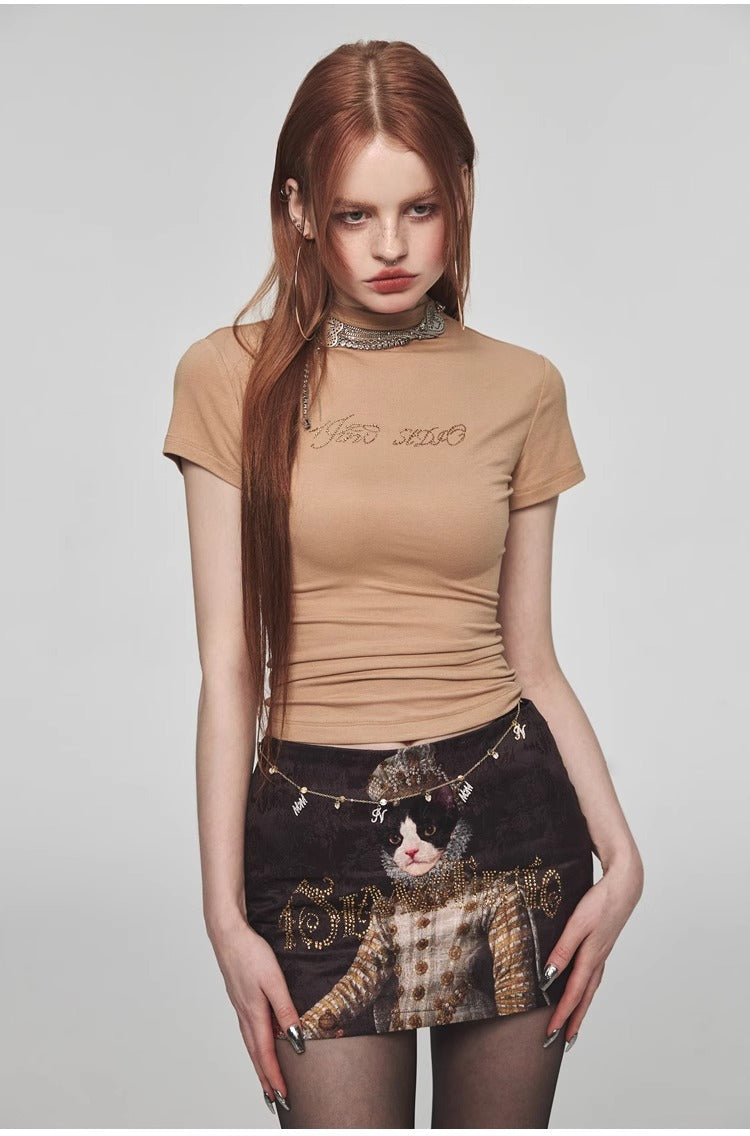 1JINN STUDIO | Modal Rhinestone Stretch Slim Fit Crew Neck T-Shirt [ID:]