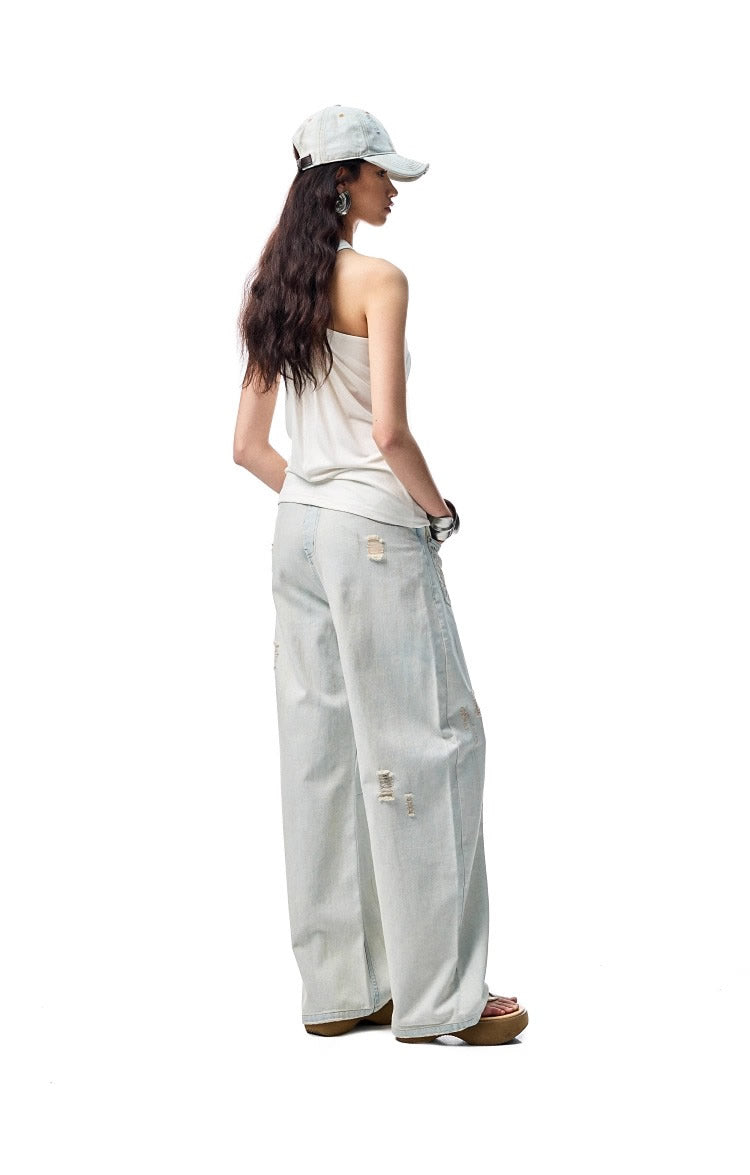 1JINN STUDIO | High Stretch Ruched Knot V Neck Acetate Halter Top [ID:]