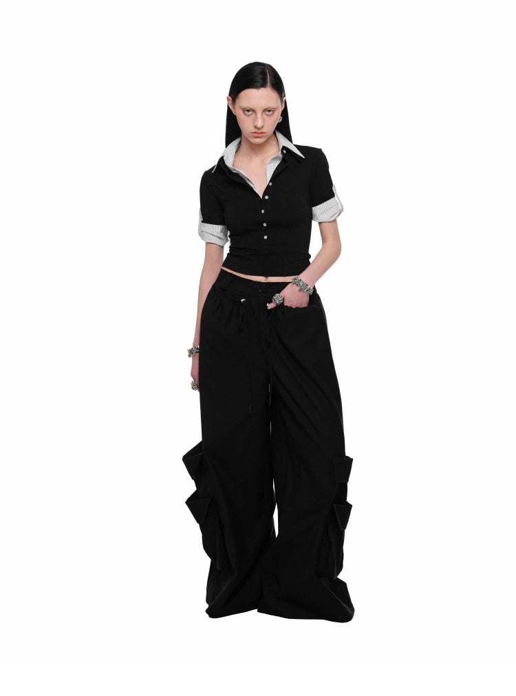 1JINN STUDIO | Layered Look Polo Collar Short Sleeve Design Shirt [ID:]
