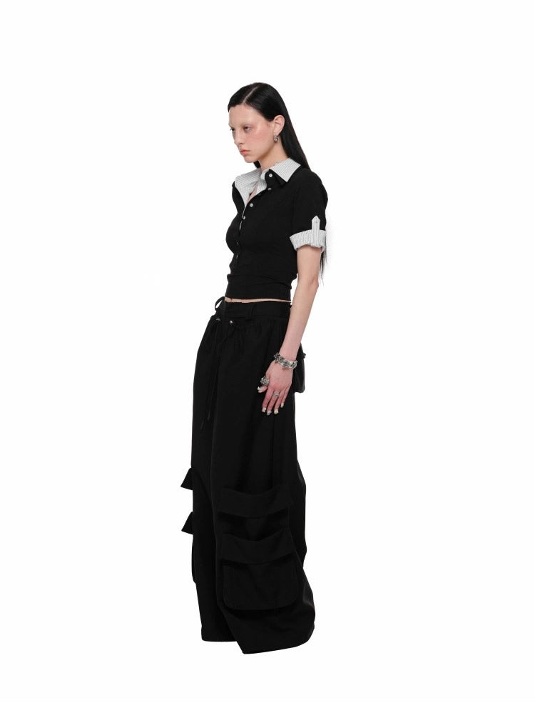 1JINN STUDIO | Layered Look Polo Collar Short Sleeve Design Shirt [ID:]