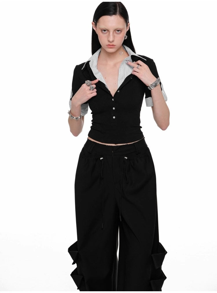 1JINN STUDIO | Layered Look Polo Collar Short Sleeve Design Shirt [ID:]