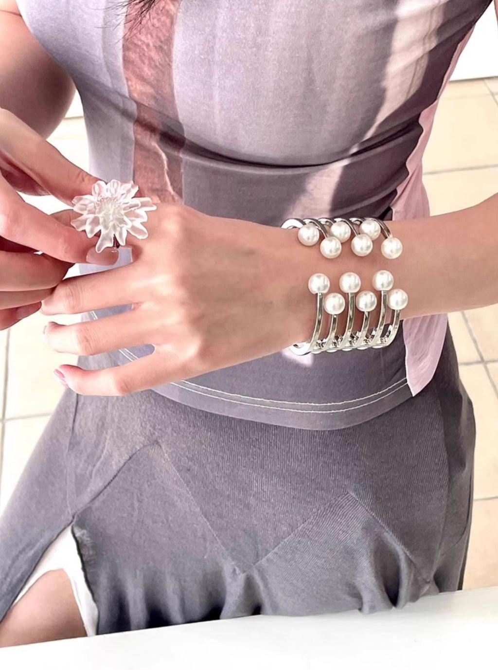 Matte Floral Adjustable Chunky Statement Finger Ring
 [ID:0033AC]