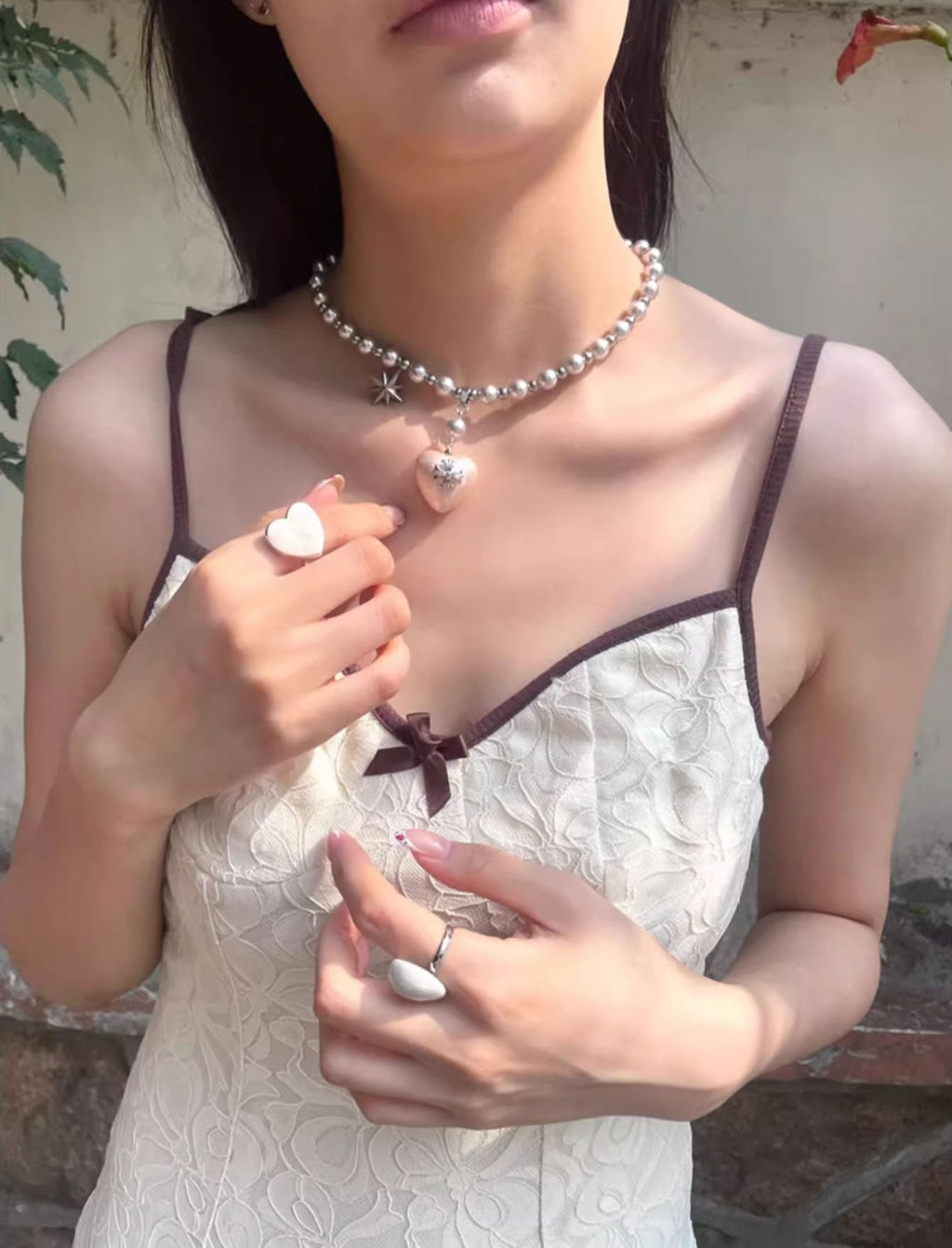 Elegant Vintage Cross Heart Layered Clavicle Necklace
 [ID:0035AC]