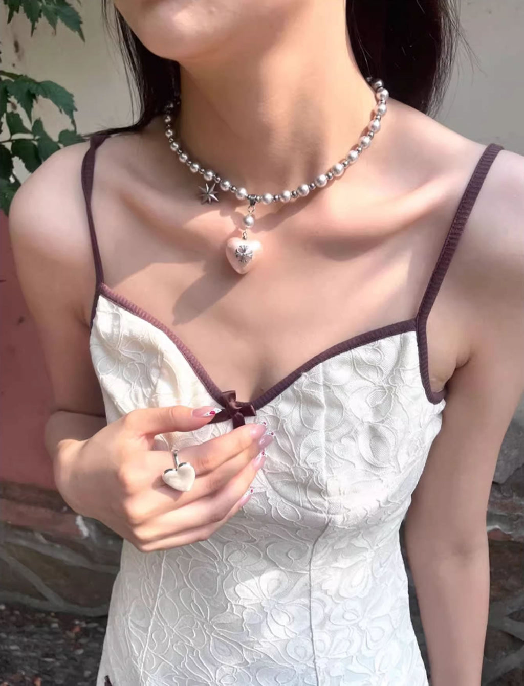 Elegant Vintage Cross Heart Layered Clavicle Necklace
 [ID:0035AC]