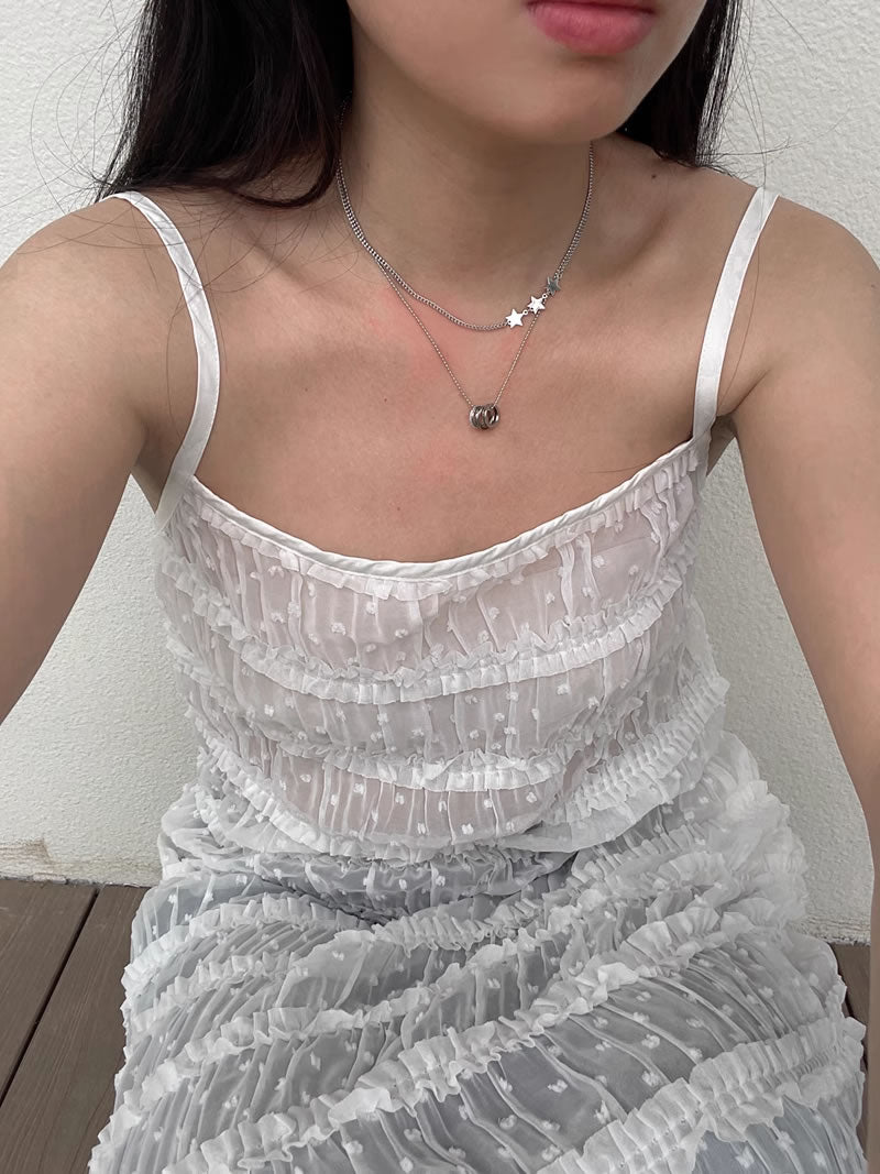 Double Layer Star Pendant Minimalist Korean Style Necklace
 [ID:0036AC]