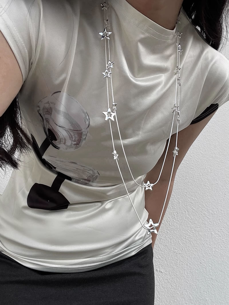 Layered Starry Sky Double Chain Vintage Style Necklace
 [ID:0037AC]