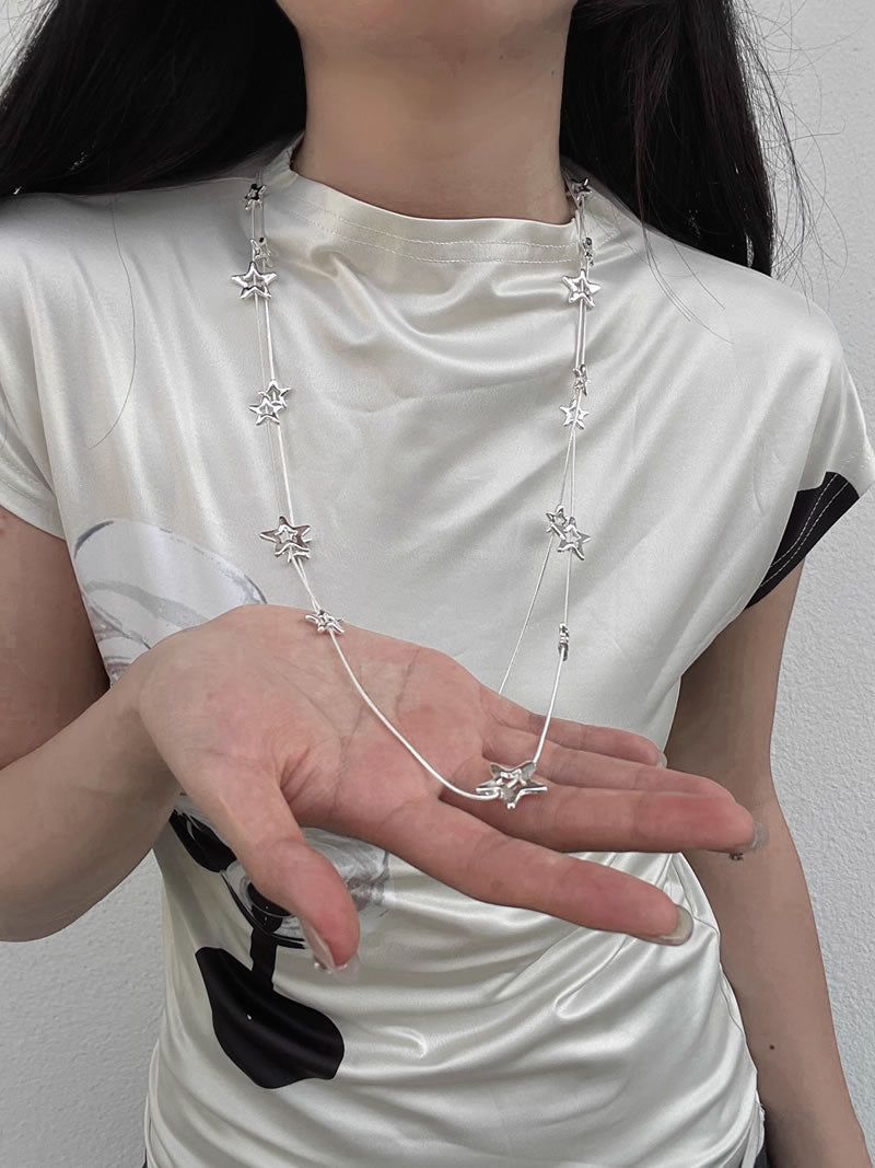 Layered Starry Sky Double Chain Vintage Style Necklace
 [ID:0037AC]