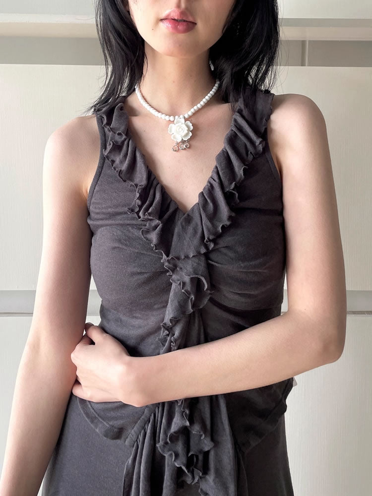 New Chinese Style Floral Shell Beaded Natural Stone Necklace
 [ID:0040AC]