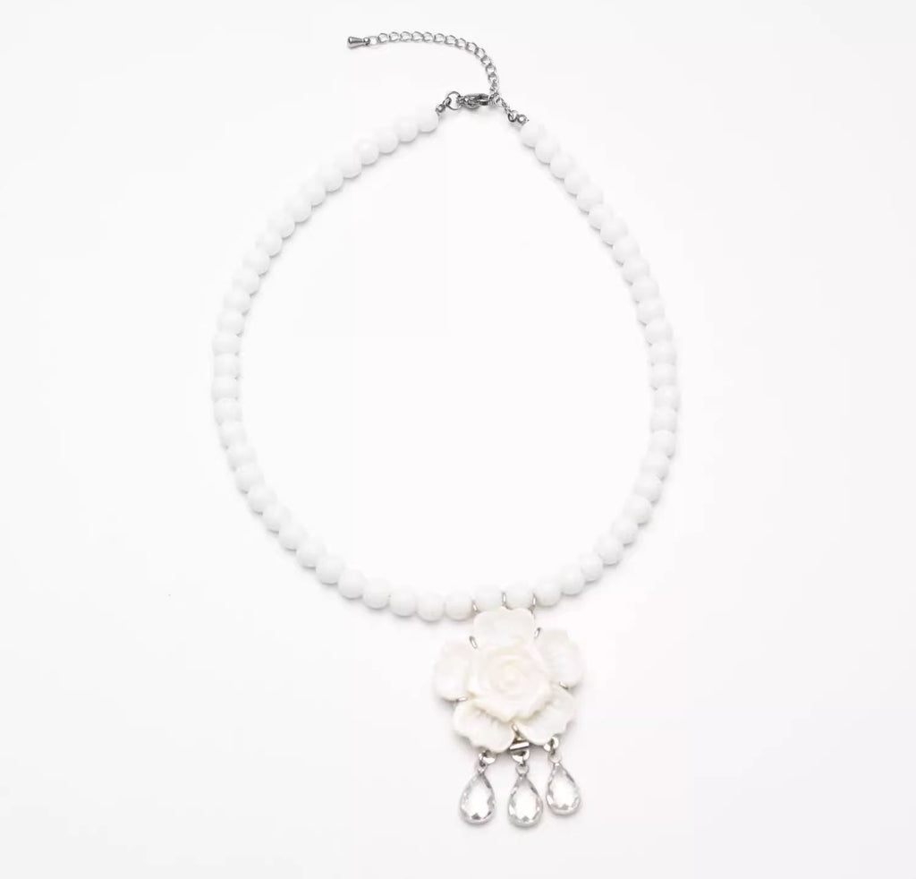 New Chinese Style Floral Shell Beaded Natural Stone Necklace
 [ID:0040AC]
