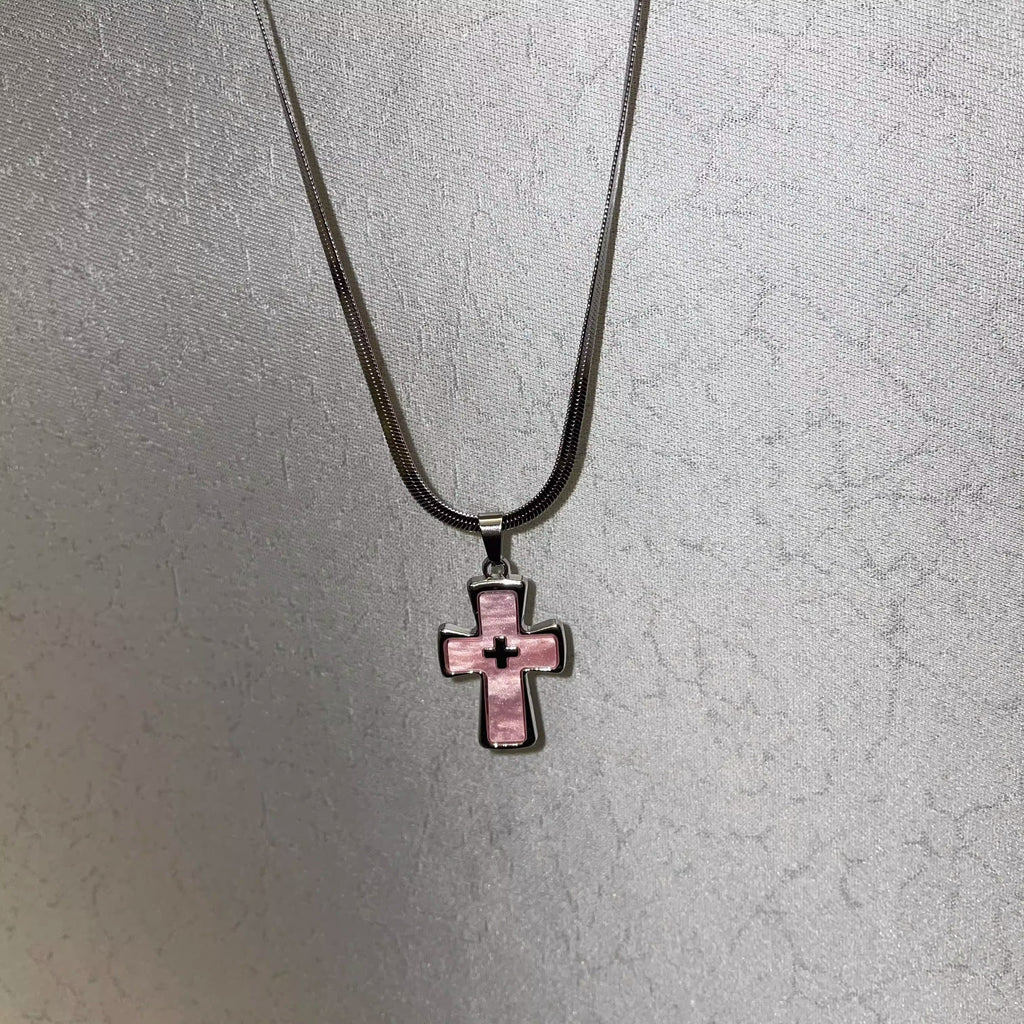 Stainless Steel Cross Punk Snake Chain Subculture Necklace
 [ID:0041AC]