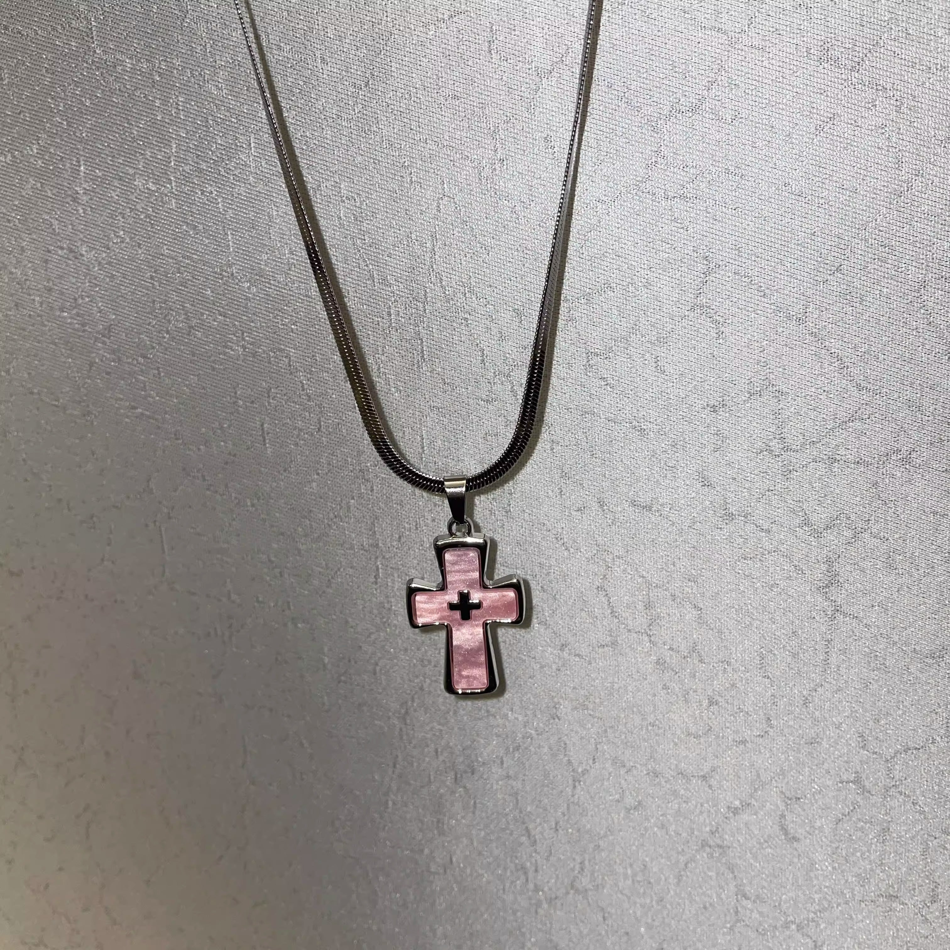 Stainless Steel Cross Punk Snake Chain Subculture Necklace
 [ID:0041AC]