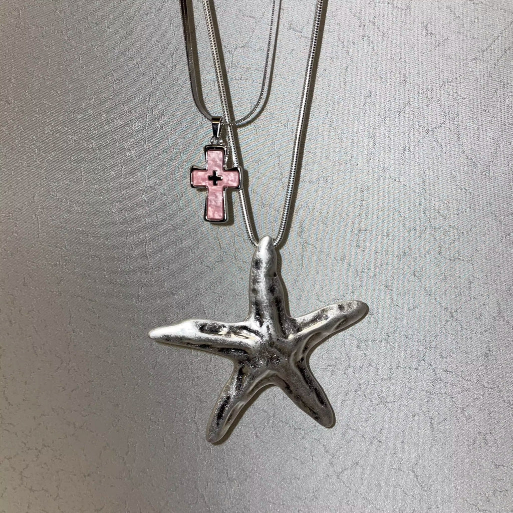 Stainless Steel Cross Punk Snake Chain Subculture Necklace
 [ID:0041AC]